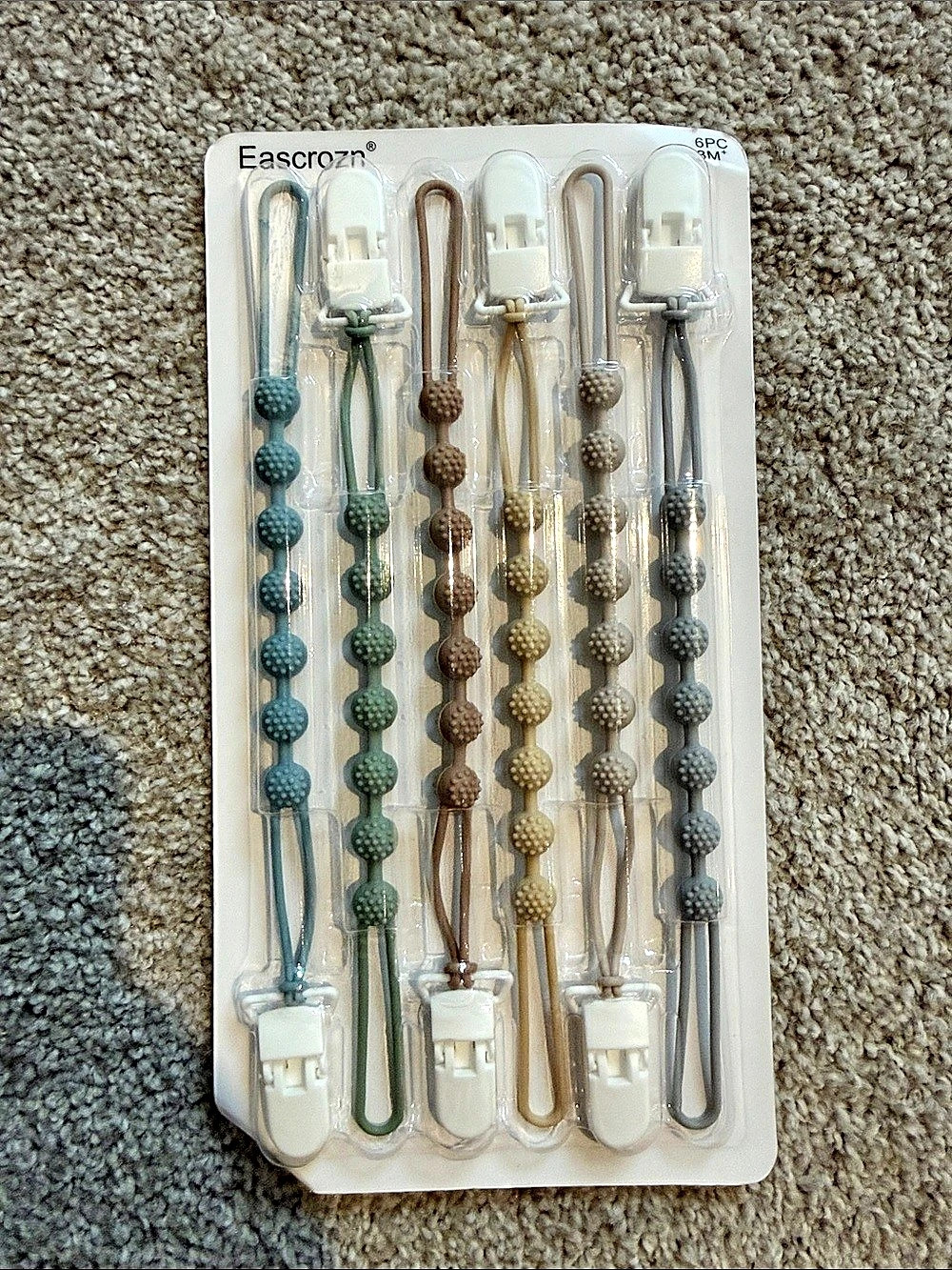 Eascrozn Silicone Pacifier Clip Clips 5-Pack Blue & Green